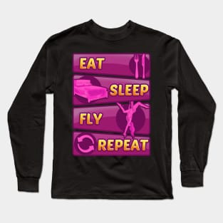 Eat Sleep Fly Repeat Aerial Yoga Silks Long Sleeve T-Shirt